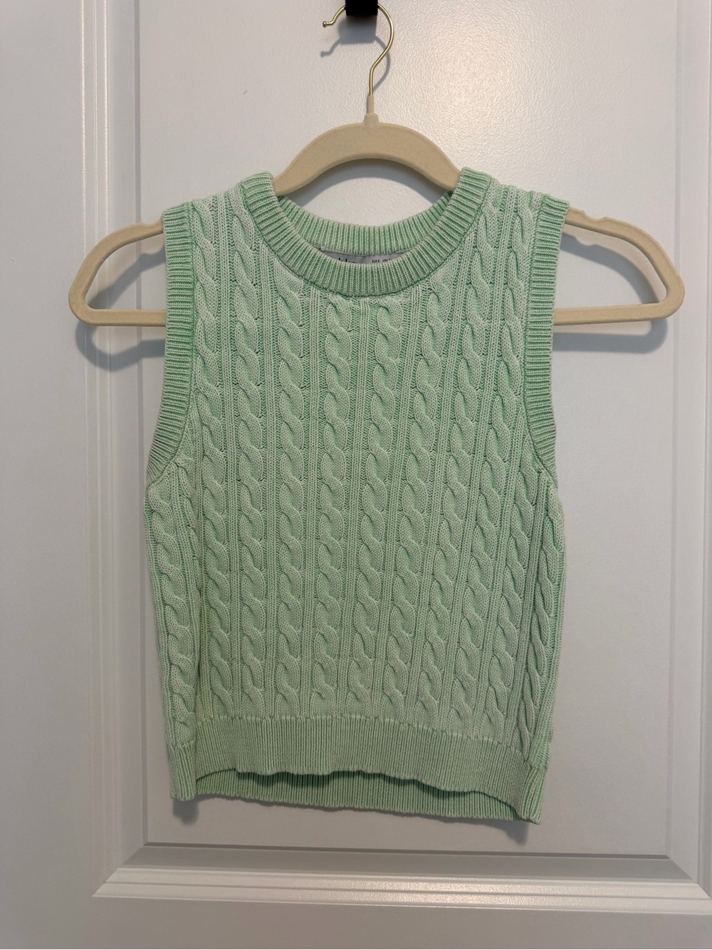 Bershka Mint Green Cable Knit Sleeveless Sweater Vest